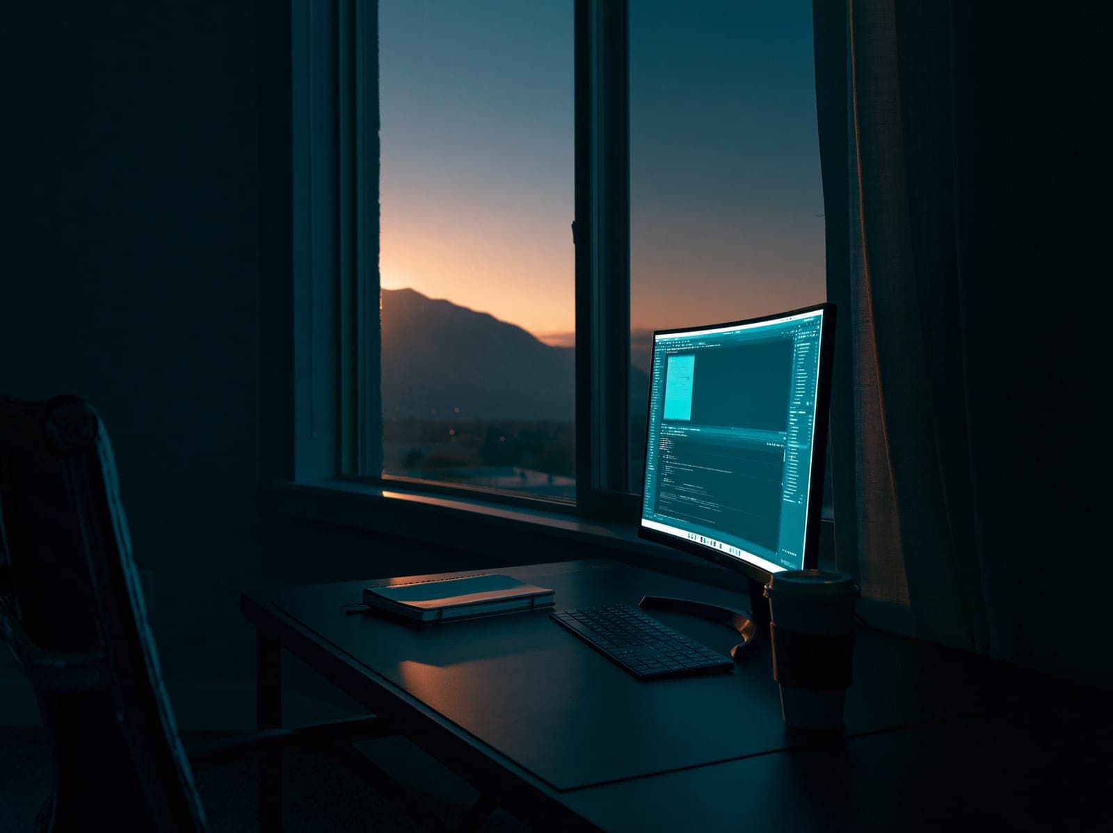 The Rumbo Studio workspace at night